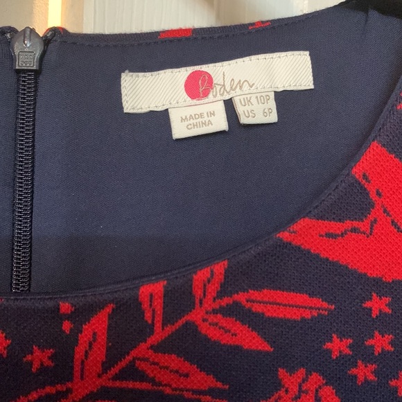 Boden red flying sparrow jacquard knit fitted sweater navy  dress s6P lined - Picture 4 of 12